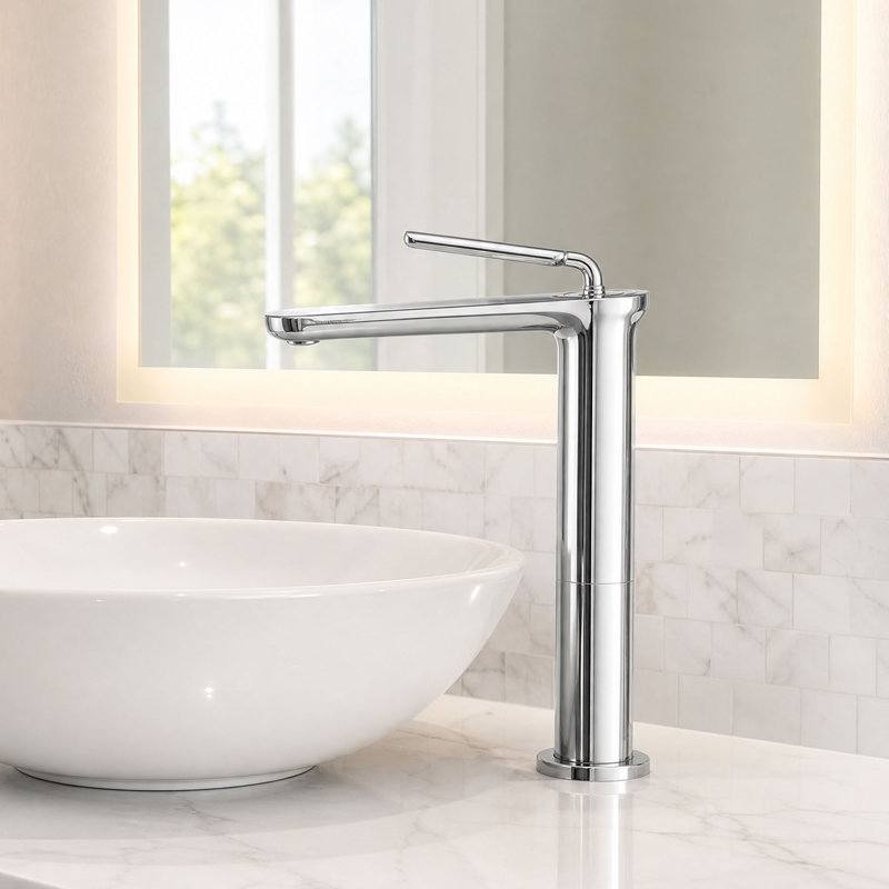 Robinet pour salle de bain à poignée simple 8,6 "de hauteur, Chrome