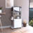 Clip Rolling Kitchen Cart with Microwave Countertop Space, Single Door Storage Cabinet and 2 Open Shelves-359319355