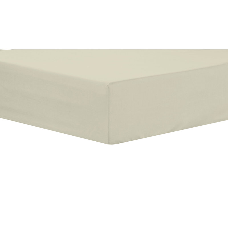 Plain Weave / Muslin Fitted Sheet, Cream, Small Double (4')