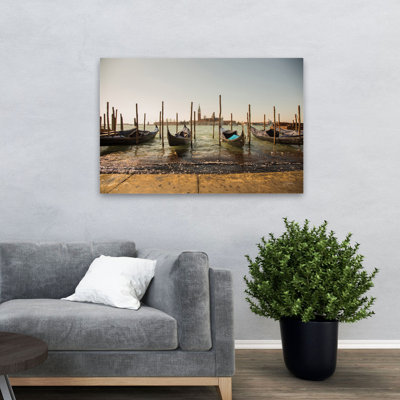 Venice Gondolas Contemporary Blue Gray White Architecture Boat