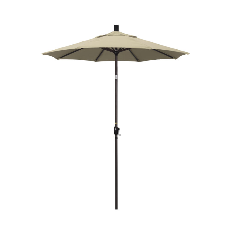 Parasol de marché 6 pi Wallach, Toile Sunbrella® beige antique, Enduit imitant le métal frappé gris