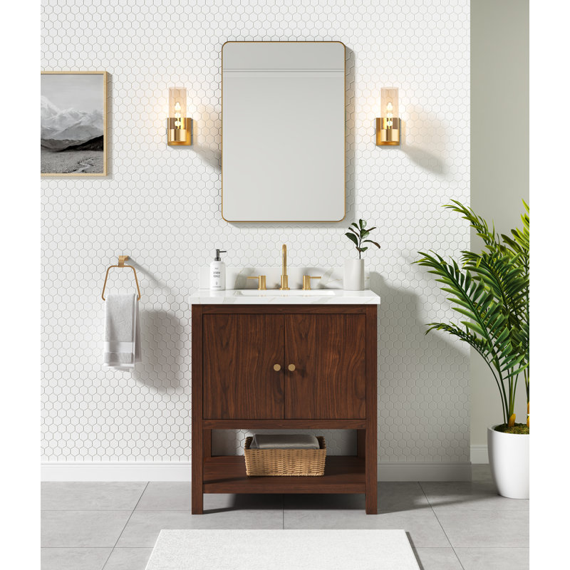 Zoe 30'' Single Bathroom Vanity Base Only in Walnut Finish