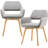 Mid Century Modern Dining Chairs Set of 2 Comfy Accent Chair Upholstered Kitchen Dining Living Room Chairs For Bedrooms Waiting Room Home Arm Desk Chair No Wheels, Gray-1670741839