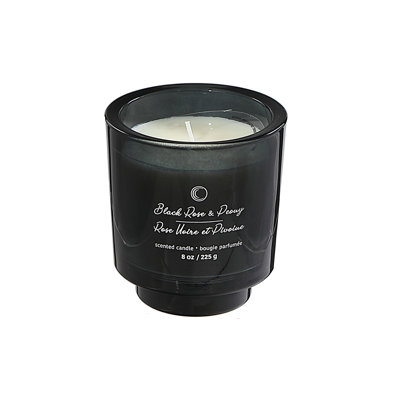 Bougie ronde 8 oz à haute brillance rose noire et pivoine