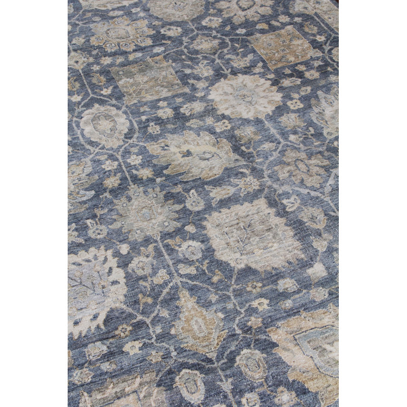 Heirloom Oriental Hand-Knotted Wool Blue Area Rug, Rectangle 12' x 15'