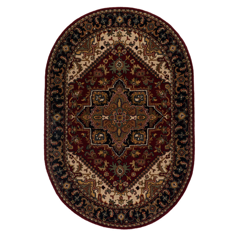 Balthrop Hand Tufted Wool Oriental Rug, Oval 6' x 9'