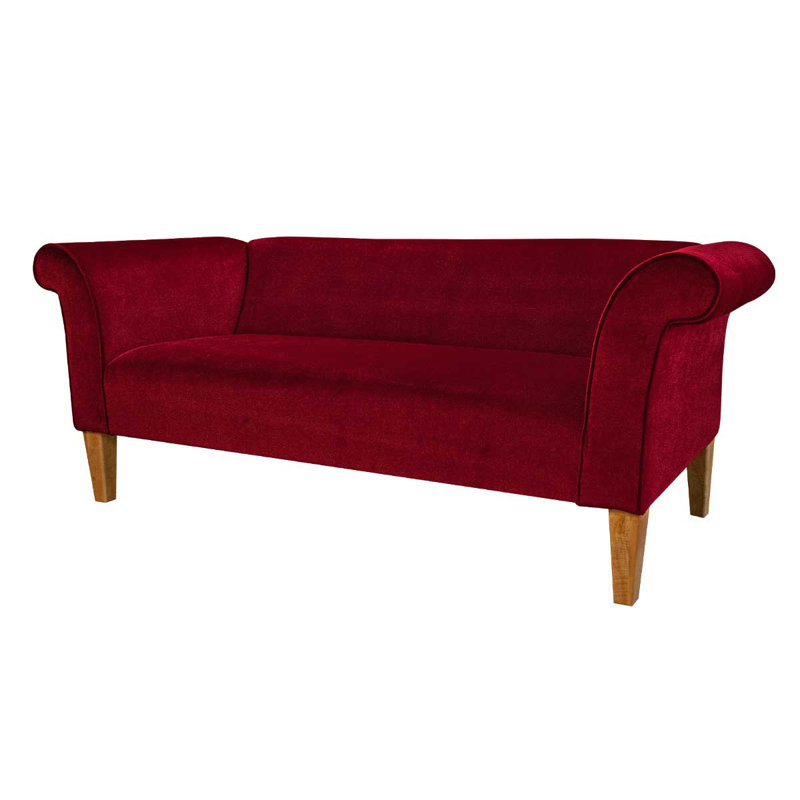 180Cm Round Arm Sofa, Red
