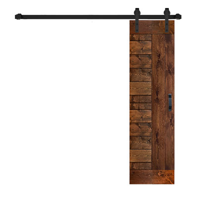 L Series Panelled Solid Wood Sliding Barn Door with Installation Hardware Kit -Assembly Needed
