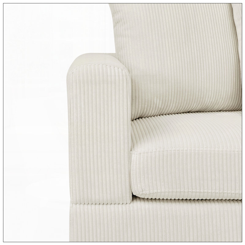 6 - Piece Modular Corduroy Sectional Sofa, Cream Corduroy