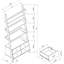 Bibliothèque Cappuccino à 5 tablettes avec quatre tiroirs, 72 pouces de hauteur, 33,5 de largeur, 16,5 de profondeur, bureau compact, matériau ouvert, solution de rangement