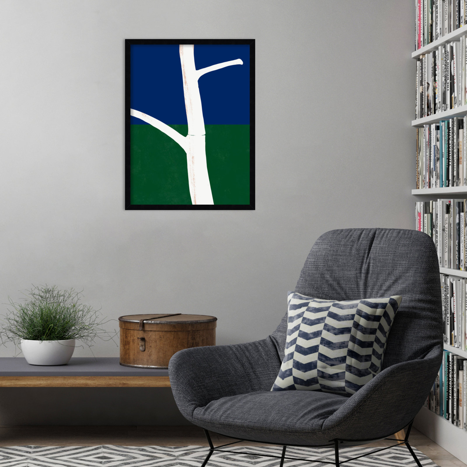 White Bark Print by Little Dean, Brown Framed, 25" H x 19" W