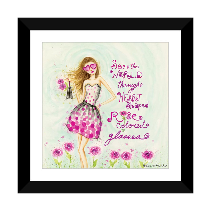 « proverb series : en forme de cœur, rose, verres de couleur rose », peinture sur toile tendue, H 24 po x l 24 po x P 1 po