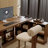 Light walnut L-Shaped Solid Wood desks-108205559