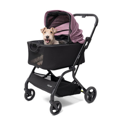 ibiyaya HUE-GO Detachable Pet Stroller & Capsule, Aluminum Frame, Folding 3-in-1 Pet Stroller for Cats & Dogs up to 55 lb - Dusty Pink