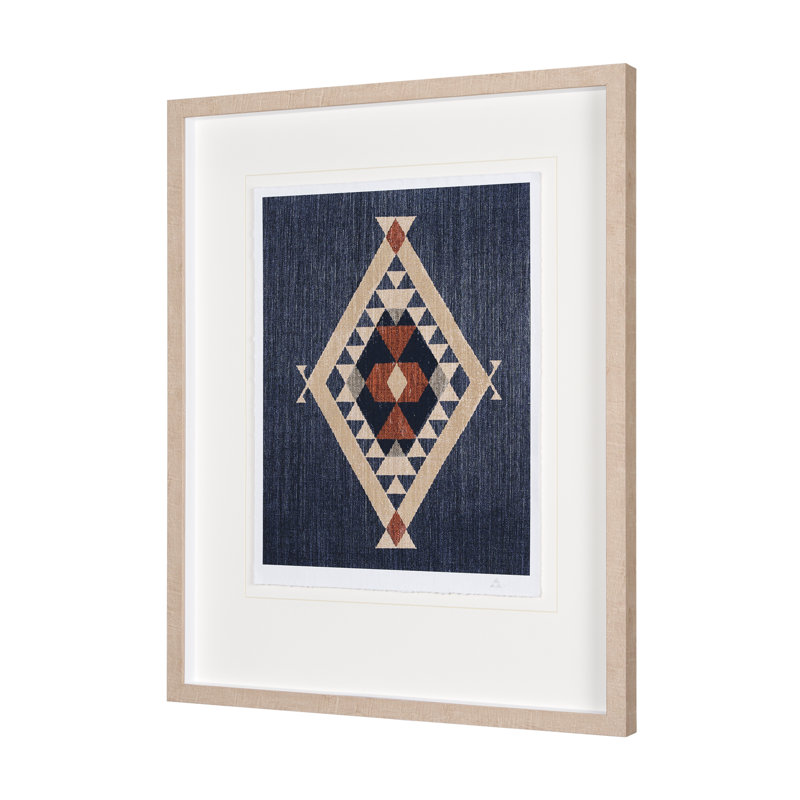 Tapisserie bleue II, reproduction d'art encadrée à la main avec passe-partout en verre, Blue Tapestry II