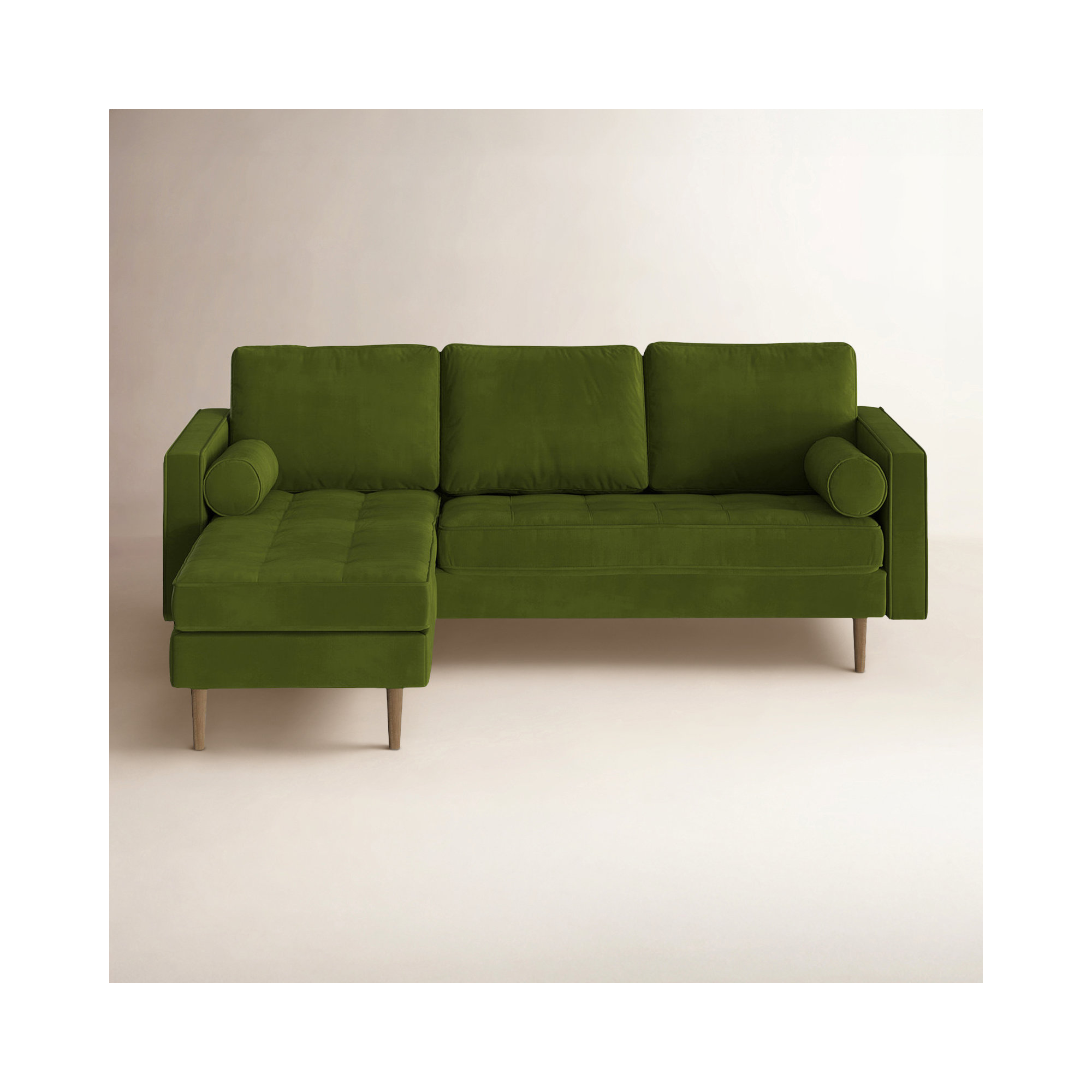 Geo 84" Wide Reversible Sofa and Chaise, Bella Forest Performance Velvet