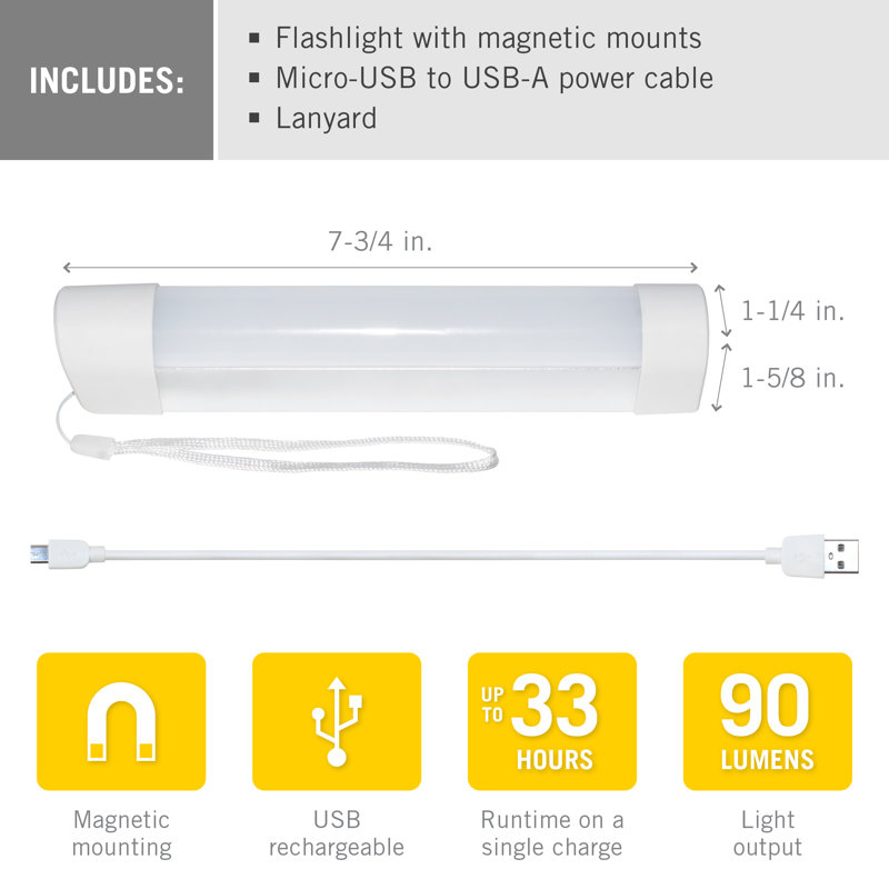 Hands-Free Rechargeable LED Flashlight with Magnetic Mount