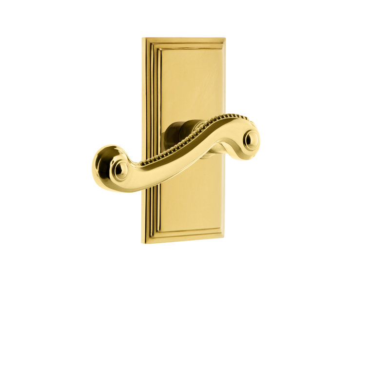 Grandeur Carré Plate Single Dummy with Newport Lever, Polished Brass, Right Handed