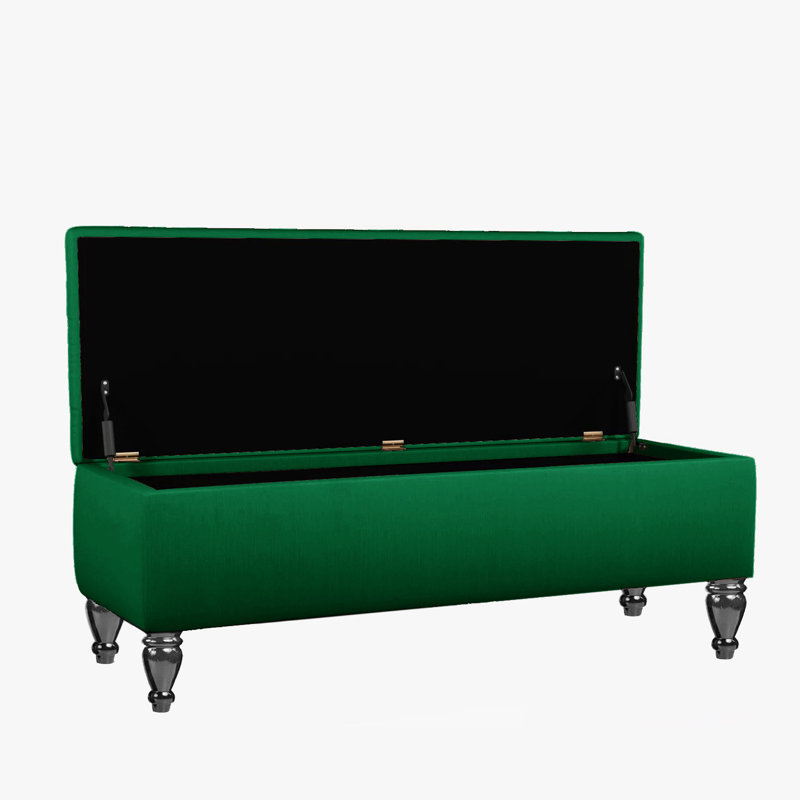 Lisbon Ottoman Bench with Storage, End of Bed Bench, Rectangle Coffee Table, Upholstered Footstools, Forest Green
