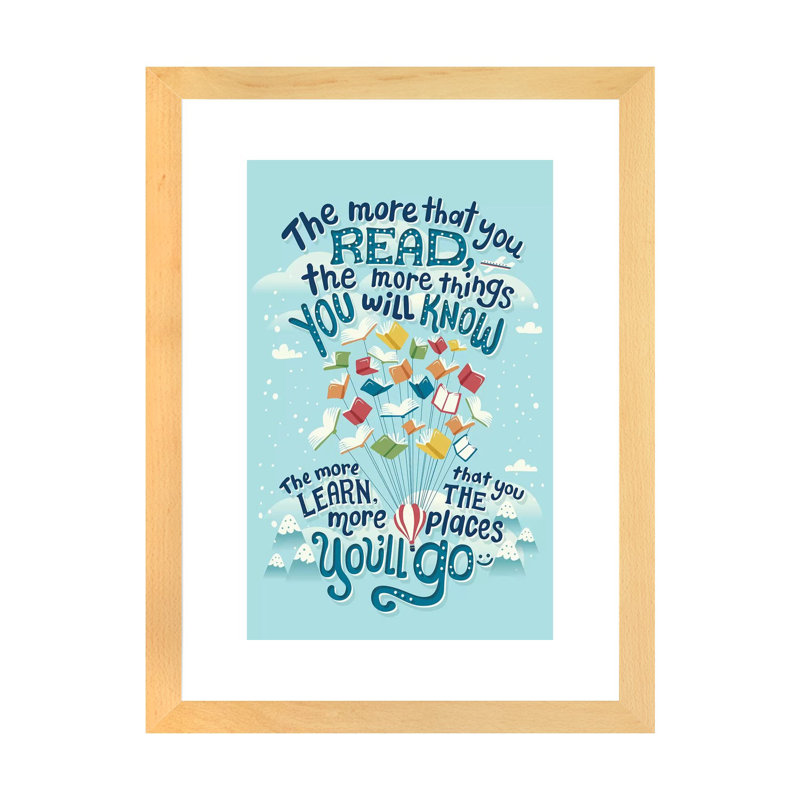 Dr Seuss Quote par Risa Rodil - reproduction d'art textuel, Papier avec cadre beige, H 24 po x l 16 po x P 1 po, Blanc