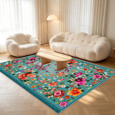 Tapis à motif floral 1PC pour le salon, doux et confortable, convient à toutes les saisons, facile à entretenir, tapis de sol intérieur lavable à la machine, convient à la chambre à coucher, à la salle à manger, au balcon, au patio, au couloir, à la maison, à la décoration extérieure.
