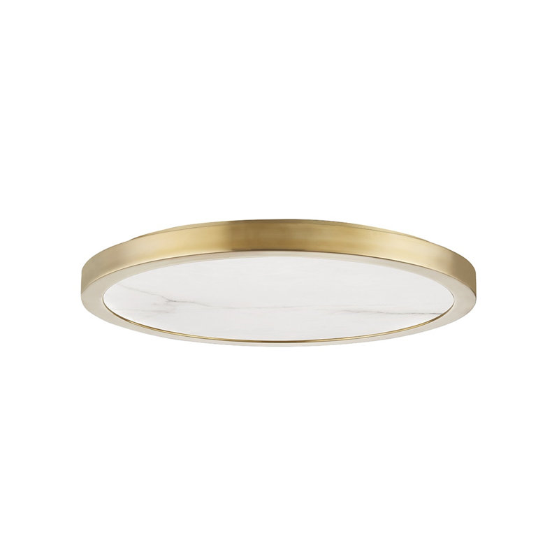 Woodhaven 1 - Light LED Flush Mount, Aged Brass, 1.5" H x 18" W x 18" D