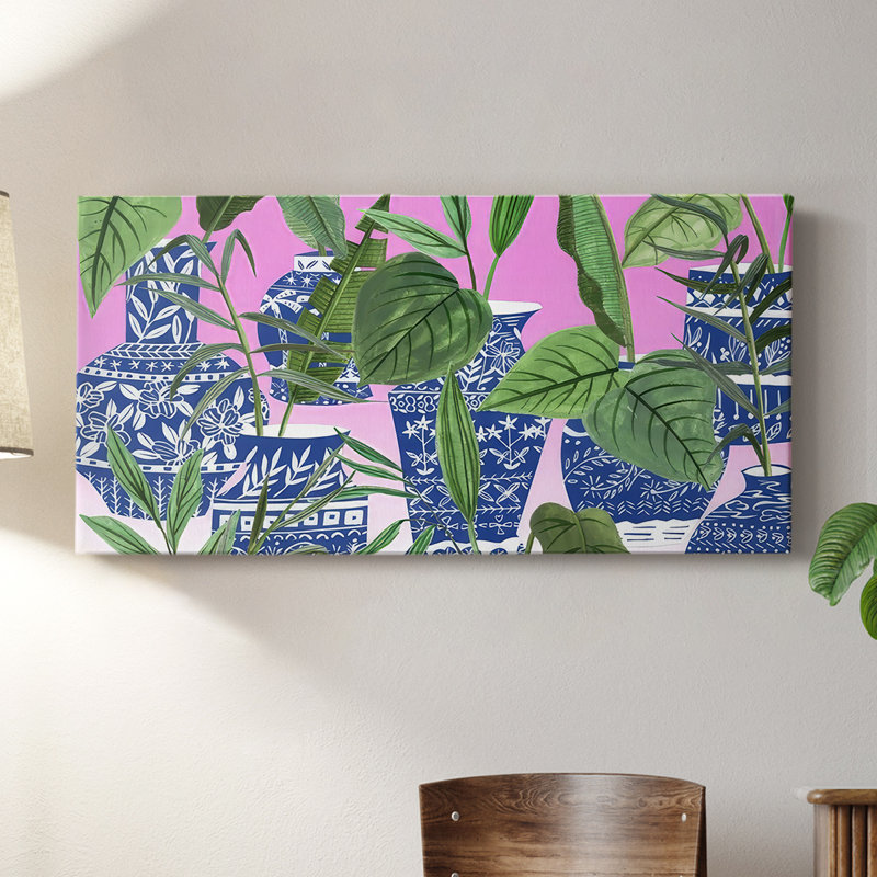 Indigo Palms II - Toile tendue avec châssis - Prêt à accrocher, H 20 po x l 40 po