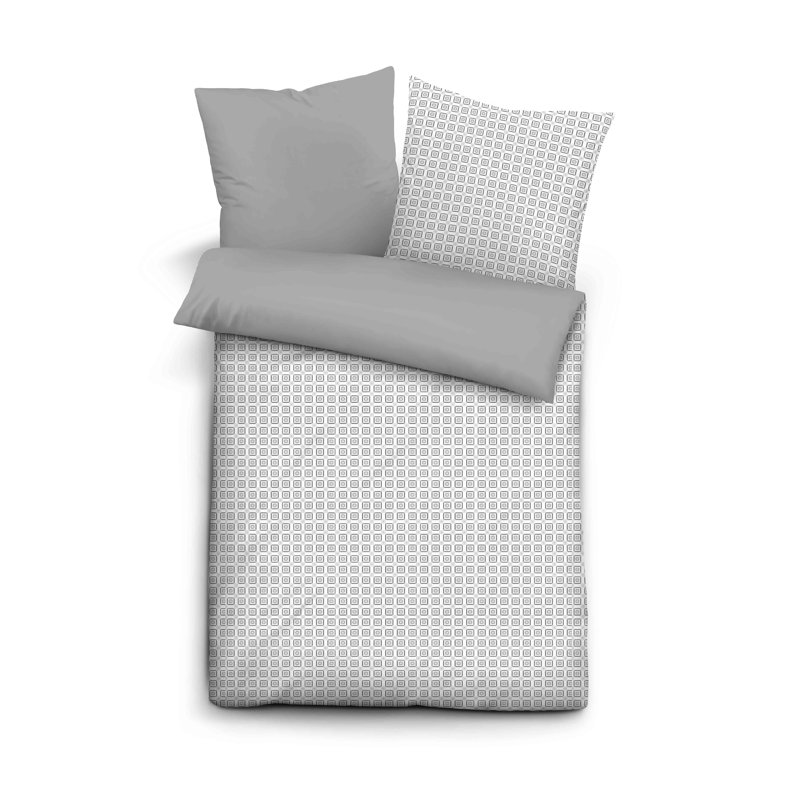 CINQUE Renforce Bettwäsche 0041702 AVIANO Cotton Geometric Duvet Cover Set with Pillowcases Included, Storm Grey
