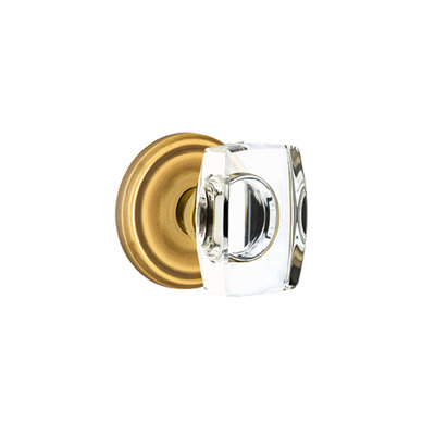 Ensemble de faux boutons Emtek avec rosette régulière et bouton en verre Windsor