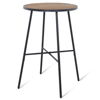 41” Bar Height Patio Table with Acacia Wood Top, Metal Frame for Balcony, Backyard