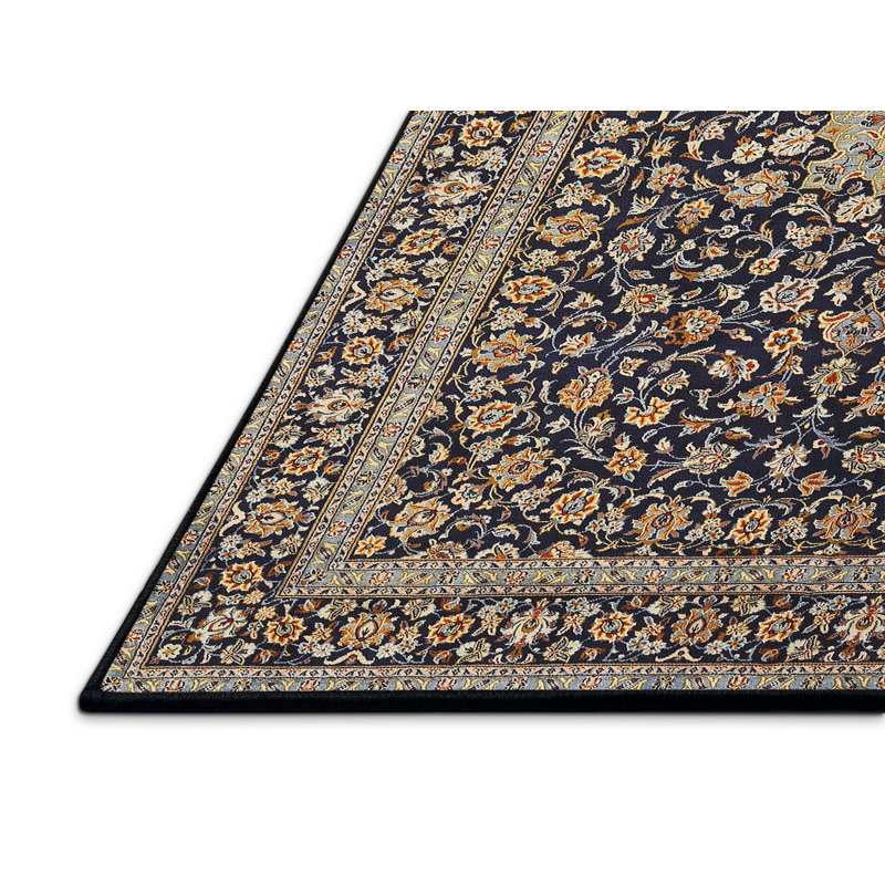 Tapis gris/bleu/jaune traditionnel, Rectangle 2 pi x 5 pi