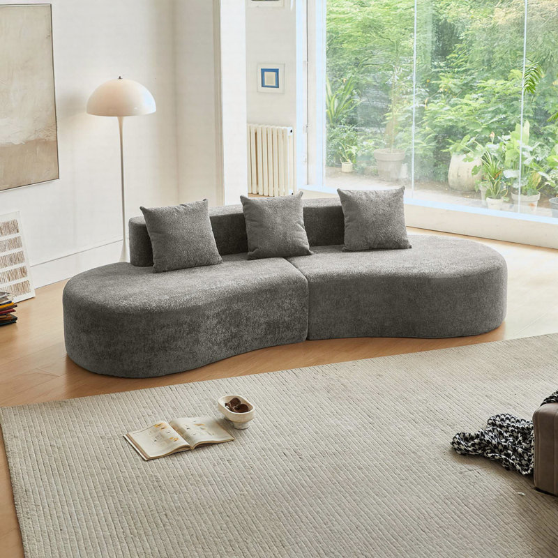 Canapé modulaire courbé moderne, canapé 5 places, confortable et élégant, Gris