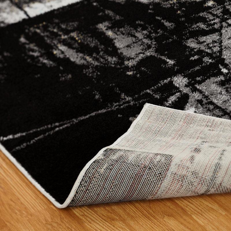 Tapis noir / blanc / gris Stourbridge, Carré 6 pi x 6 pi