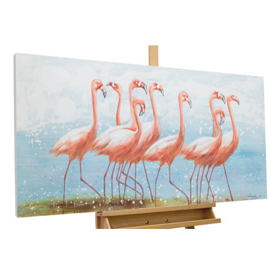 Flamingo Clique Hand Painted Acrylic Painting