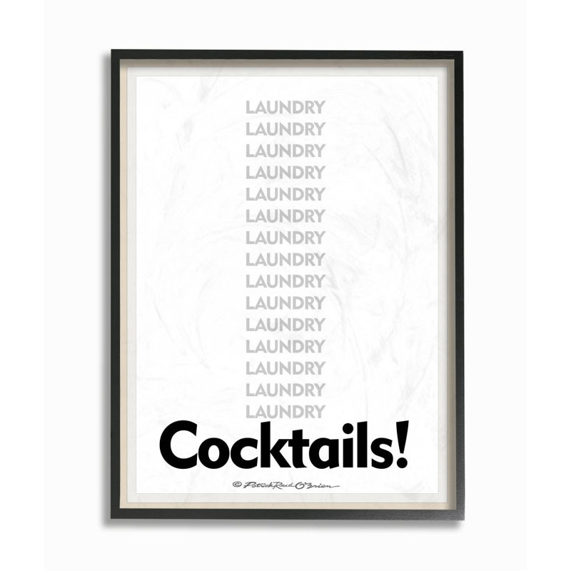 Blanchisserie et cocktails «Word» par Patrick Reid O'Brien - impression d'art textuel, H 20 po x l 16 po
