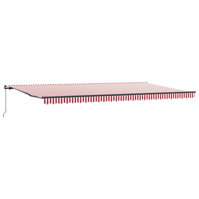 Brayden Studio Retractable Patio Awning, Red/White Striped, 600 cm W x 300 cm D