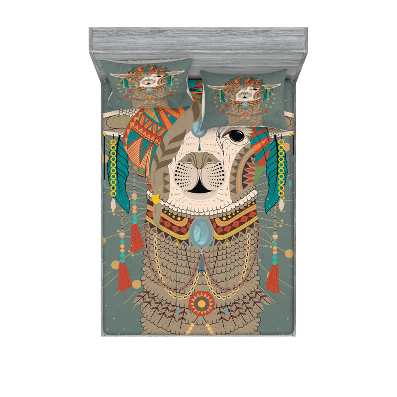 Multicolore drap-housse et coussin décoratif Ambesonne, Ensemble de draps-housses pour grand lit + 4 taies