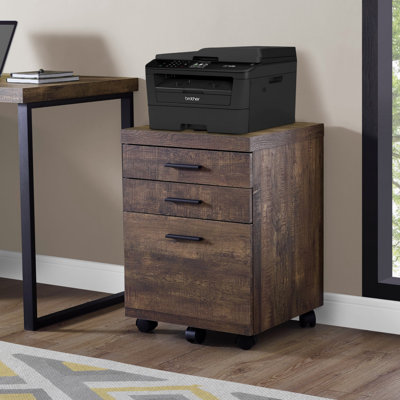 File Cabinet, Rolling Mobile, Storage Drawers, Printer Stand, Office, Work, Brown Laminate, Contemporary, Modern (Cabinet)