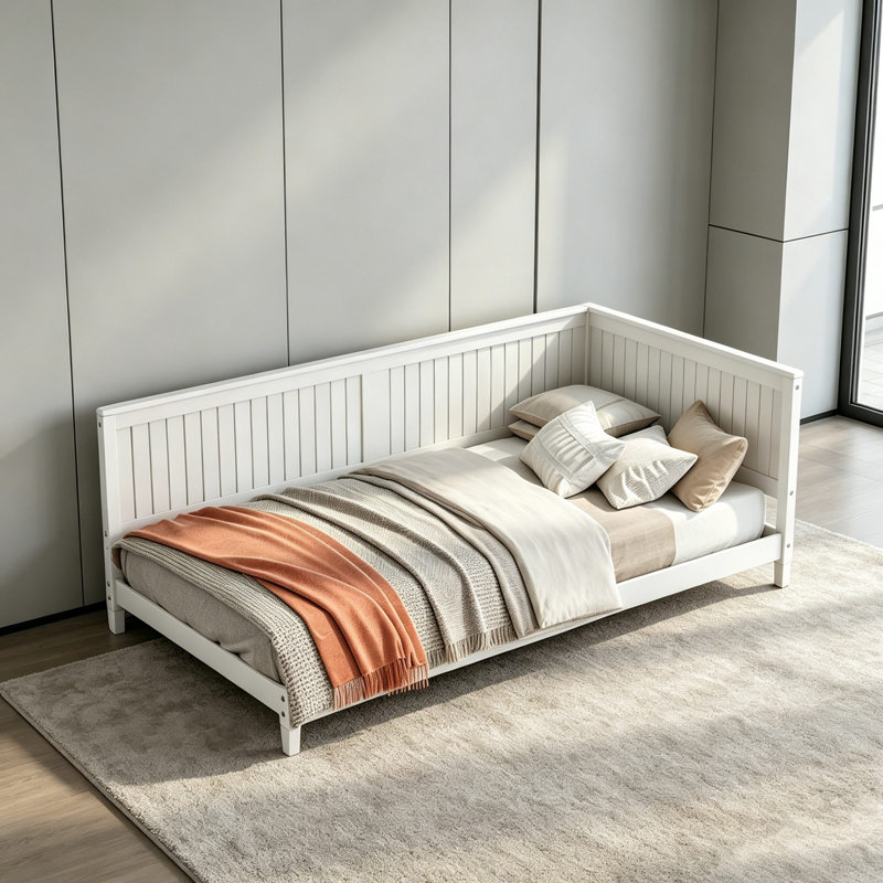 Lit de jour bas d'angle, Twin, White