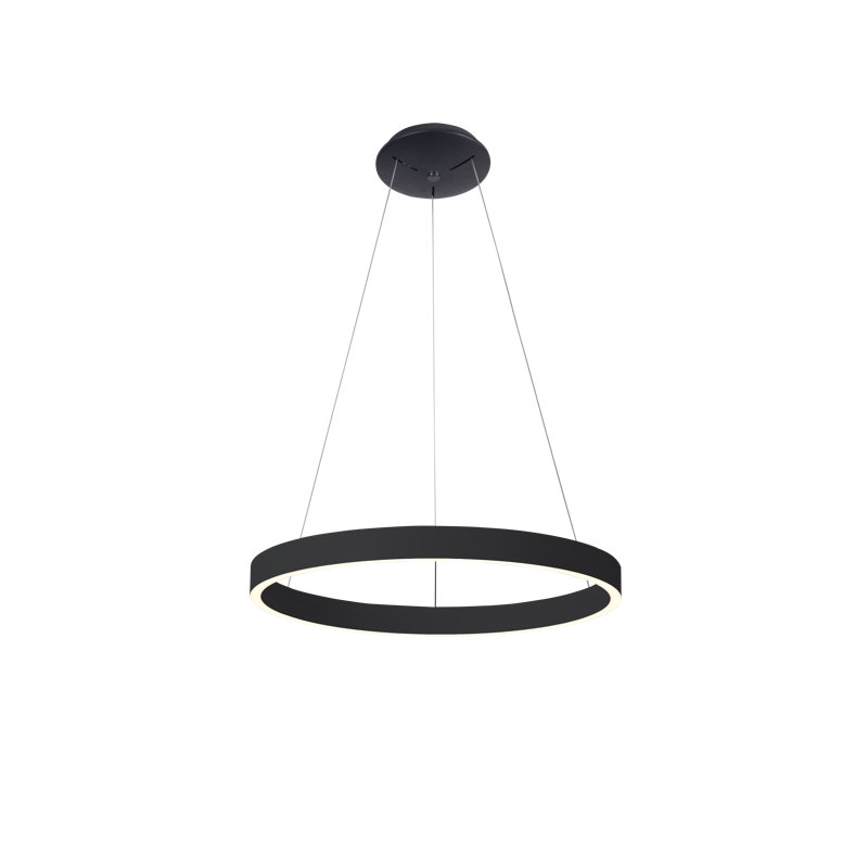 1 - Light LED Wagon Wheel Pendant, Black, 5cm H x 80cm W x 80cm D