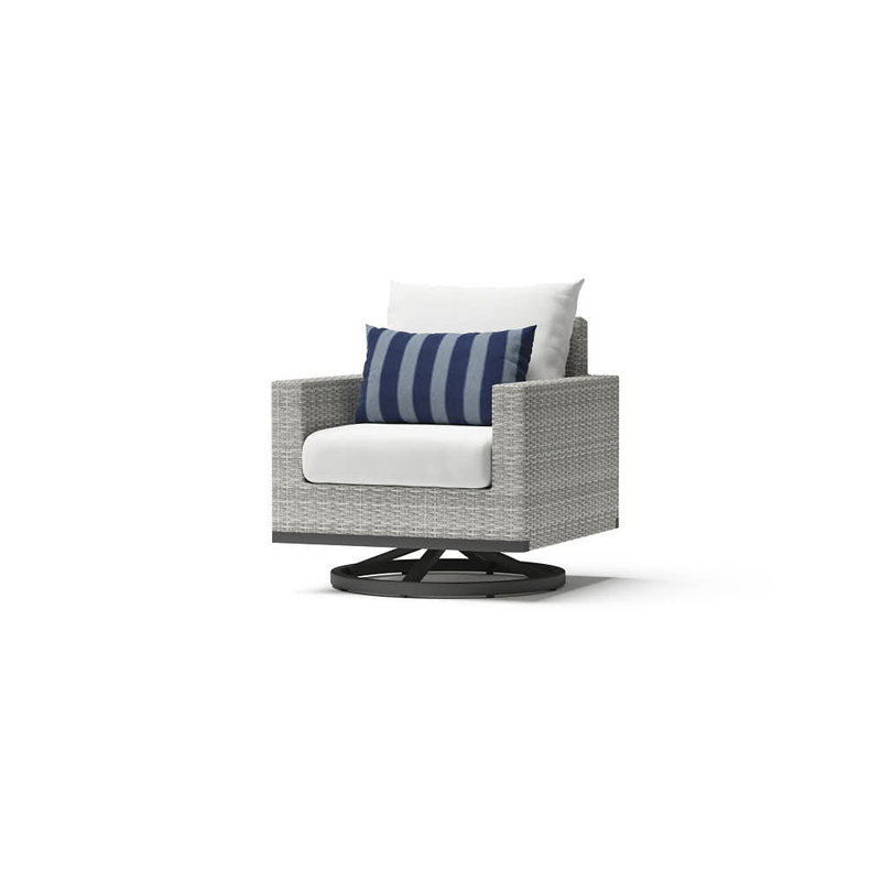 8 Piece Motion Deep Seating Patio Conversation Set, Gray, Centered Ink Stripe Sunbrella®