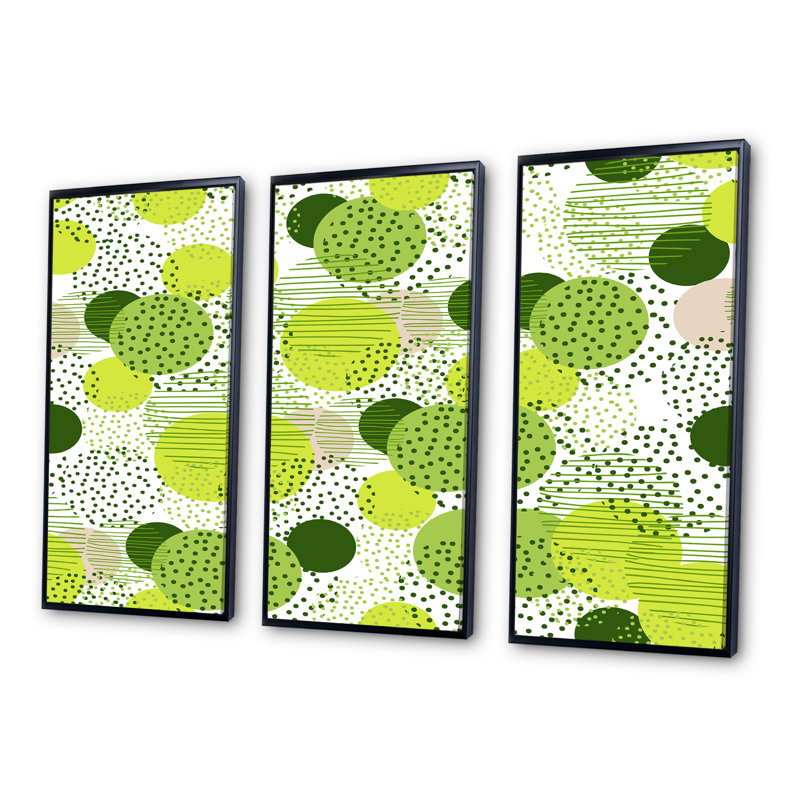 «Circular Abstract Retro Geometric X», reproduction de cadre photo sur toile 3 pièces, Cadre noir, H 28 po x l 36 po x P 1 po