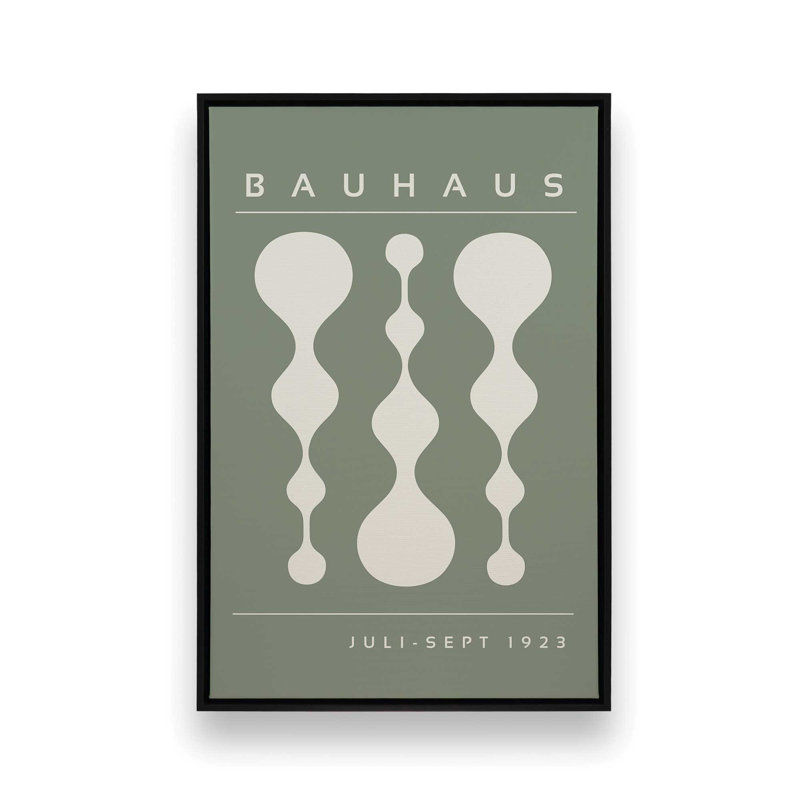 «Midnight Retro Bauhaus», reproduction sur toile encadrée, H 12,75 po x l 8,75 po, Vert, Cadre flottant noir satiné
