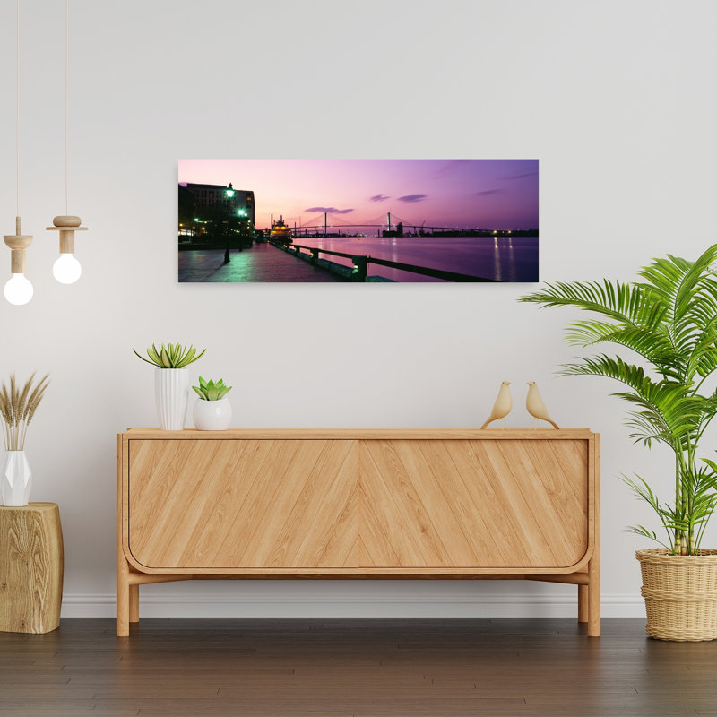 Bridge across a river Savannah River Atlanta Georgia USA 1 Piece Wrapped Canvas Panoramic Wall Art, 30.48 cm H x 91.44 cm W