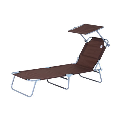 Outsunny Folding Sun Lounger with Canopy, Portable