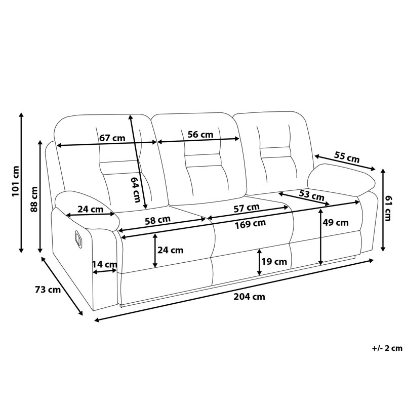 Wiggin Reclining Sofa, Grey