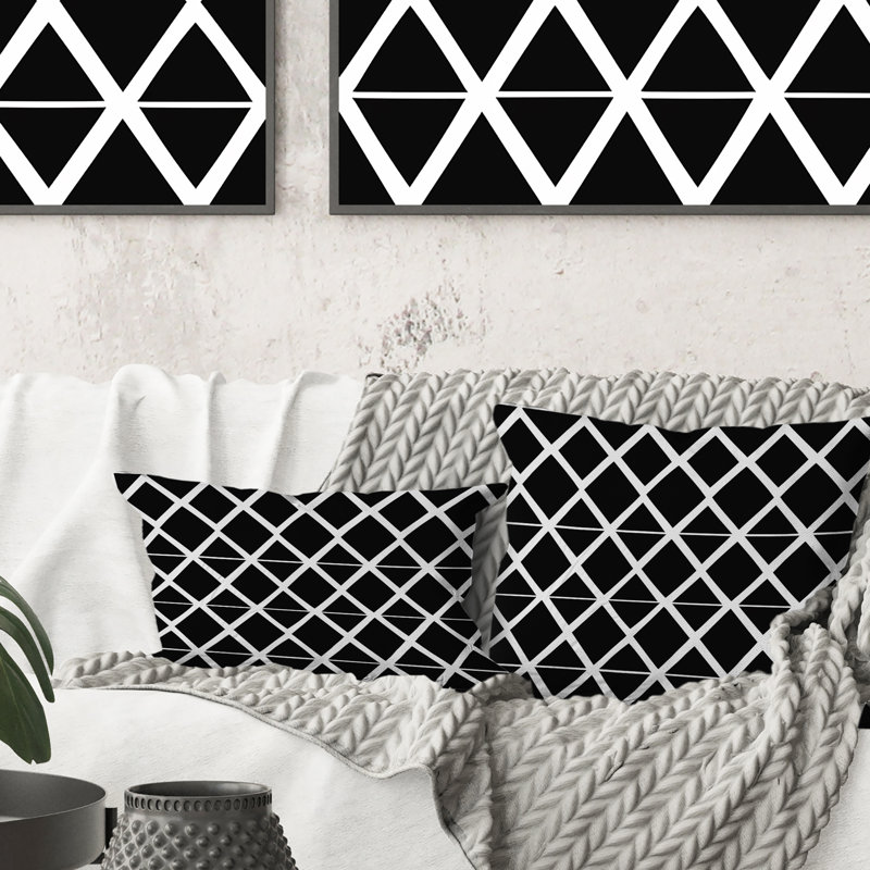 Coussin lombaire moderne noir et blanc II