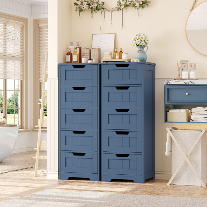15.7" W X 40.1" H X 11.8" D Free-standing Linen Cabinet (set Of 2), Blue
