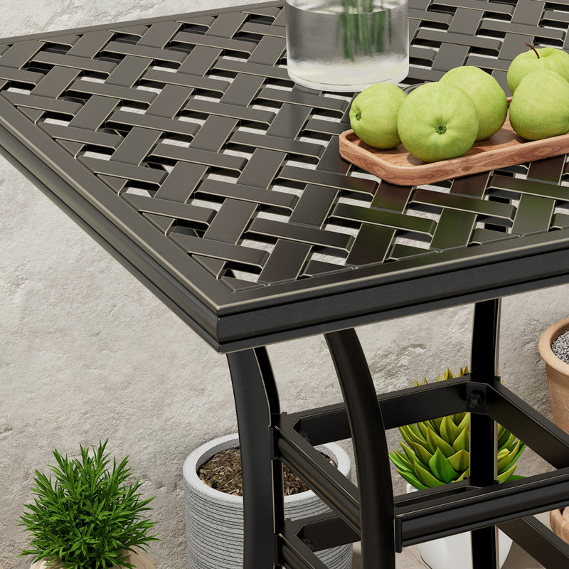 Erby Square 29'' L x 29'' W Cast Aluminum Outdoor Bar Table