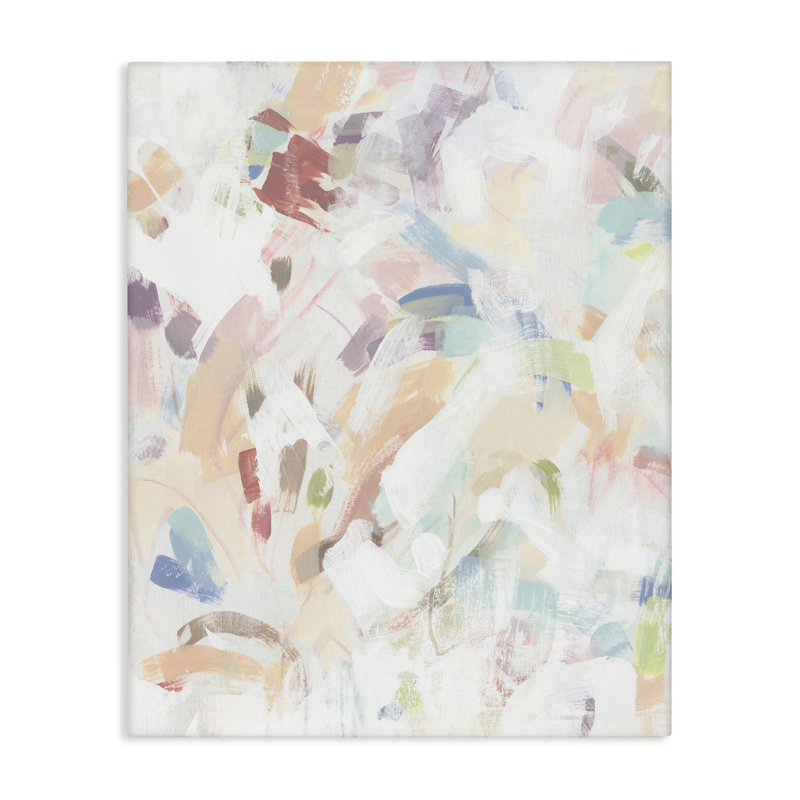 Toile abstraite pastel bonbon et grattage, design par June Erica Vess, H 30 po x l 24 po